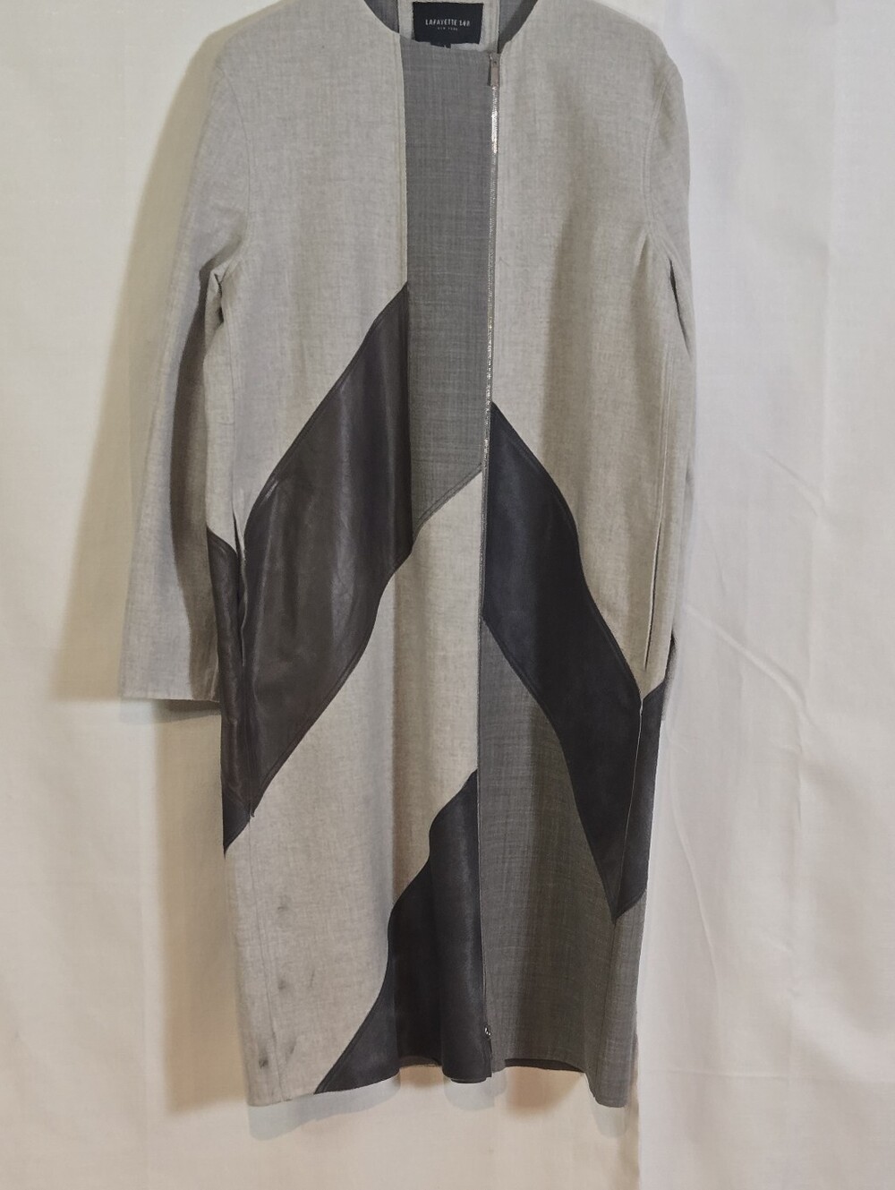 Lafayette 148 New York Rue Atrium Double Face Coat Leather Cashmere Wool Wmn Lrg